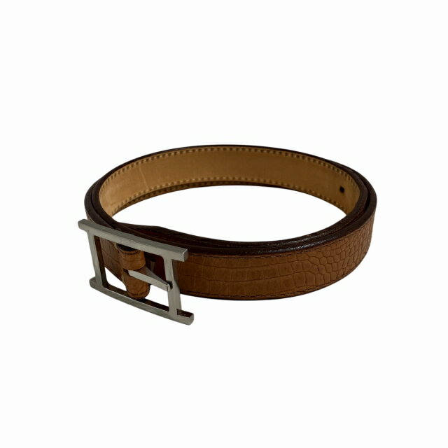 【中古】セオリー Theory ベルト クロコ型押し レザー 80 シルバーバックル 茶 ブラウン レディース 【ベクトル 古着】 250404