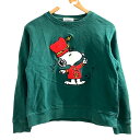 【中古】ピーナッツ PEANUTS トレーナー スウェット スヌーピー 刺繍 緑 グリーン S レディース 【ベクトル 古着】 250504