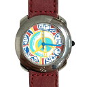 【中古】ブローバ BULOVA ユナイテッドクロース UNITED COLORS 腕時計 ウォッチ クオーツ レザー 本革 動作確認済 メンズ レディース 【ベクトル 古着】 250615(2)
