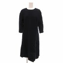 【中古】レリアン Leilian STEFANONI 美品 ワンピース 七分袖 ミモレ ロング パイル地 9 M 紺 ネイビー /TZ レディース 【ベクトル 古着】 250103(4)