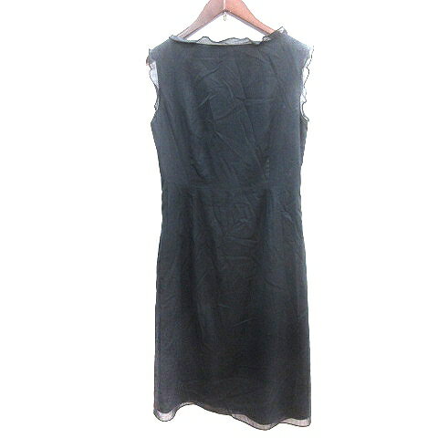 【中古】ノーリーズ Nolley's ワンピース ひざ丈 フリル Vネック ノースリーブ 黒 ブラック /AU レディース 【ベクトル 古着】 241118