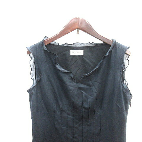 【中古】ノーリーズ Nolley's ワンピース ひざ丈 フリル Vネック ノースリーブ 黒 ブラック /AU レディース 【ベクトル 古着】 241118