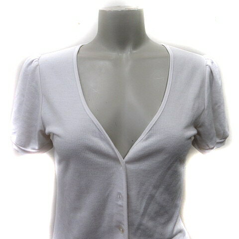 【中古】ミッシェルクラン MICHEL KLEIN カーディガン カットソー 半袖 38 M 白 ホワイト /YI レディース 【ベクトル 古着】 241111