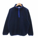 【中古】エルエルビーン L.L.BEAN 90s フリース プルオーバー ハーフボタン 筆記体ロゴ 刺繍 紺 ネイビー /TZ メンズ 【ベクトル 古着】 25...
