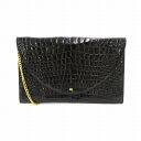 【中古】ザリアーニ Zagliani クラッチバッグ チェーンショルダーバック 2WAY クロコダイル ワニ革 黒 ブラック /UO ■GY18 レディース 【...