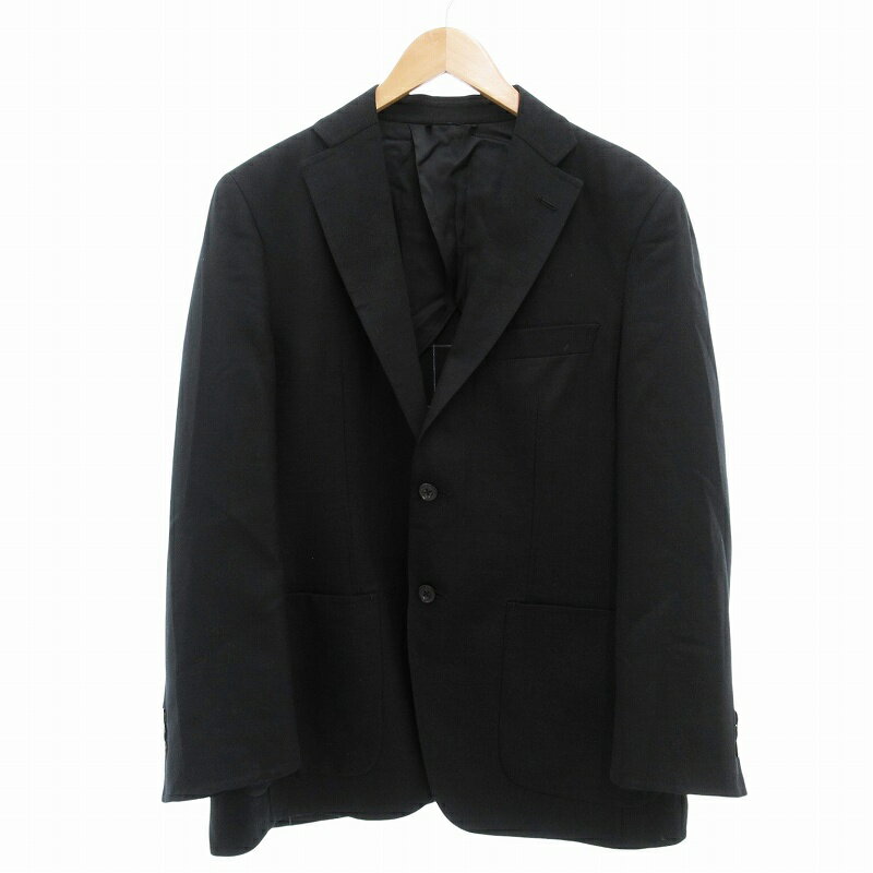 【中古】ミラショーン mila schon テーラードジャケット ビジネス 2B 背抜き 裏地チェック ウール 46 黒 ブラック /FF ■GY18 メンズ 【ベクトル 古着】 250404