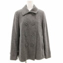 【中古】ミッシェルクラン MICHEL KLEIN ピーコート ショート 裏地ストライプ 38 グレー /GV ■GY99 レディース 【ベクトル 古着】 250517(4)