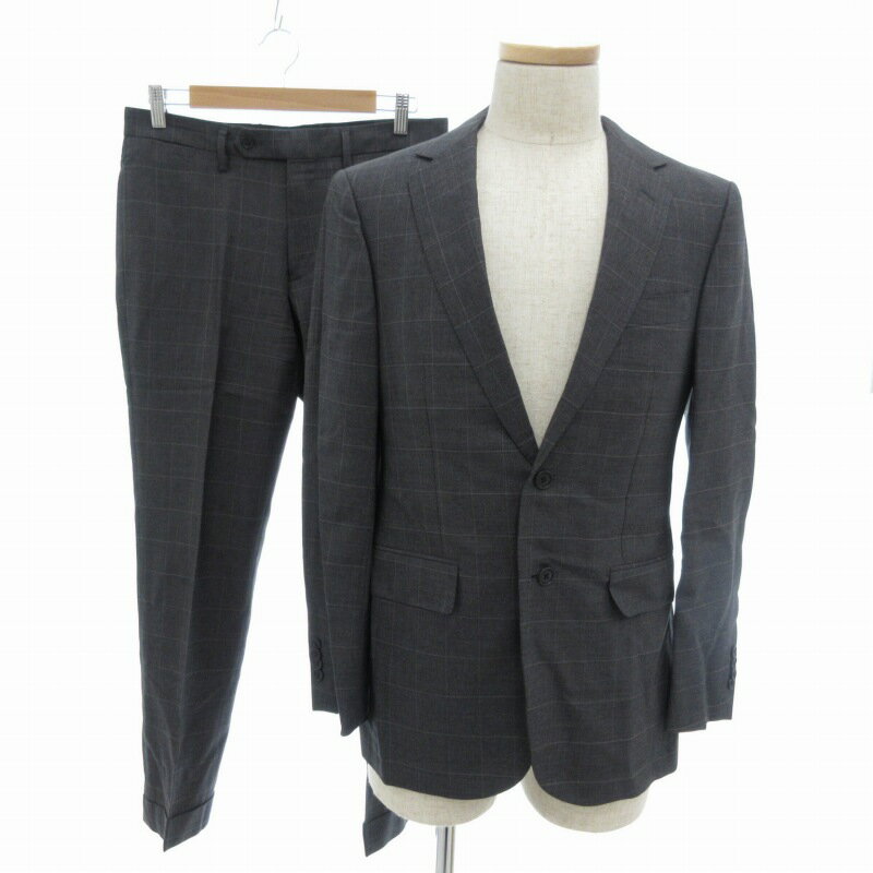 【中古】ユナイテッドアローズ A DAY IN THE LIFE UNITED ARROWS セットアップ スーツ ビジネス テーラードジャケット ブレザー パンツ スラックス ウインドウペンチェック 総裏 2B サイドベンツ 44 XS グレー /FT メンズ 【ベクトル 古着】 241219