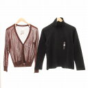 【中古】未使用品 ユニクロ UNIQLO タグ付 2点セット ニット カーディガン 長袖 タートル Vネック M ブラック ブラウン HT00189NX-JP ...