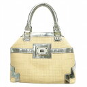 【中古】アニヤハインドマーチ ANYA HINDMARCH ハンドバッグ かごバッグ ロゴ 切替 レザー メタリック ベージュ ゴールドカラー 0419 レディ...