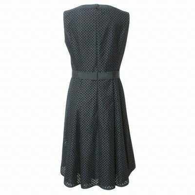 【中古】ハロッズ Harrods ワンピース 刺繍 デザイン ひざ丈 ノースリーブ スクエアネック 2 M相当 黒 ブラック X レディース 【ベクトル 古着】 250630