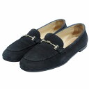 【中古】トッズ TOD'S ドライビングシューズ ローファー ビット ロゴ スエード レザー 36 1/2 約23.5cm 黒 ブラック 0522 レディース 【ベクトル 古着】 250522