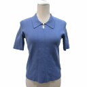 【中古】ナチュラルビューティーベーシック NATURAL BEAUTY BASIC 20SS 美品 ニットポロシャツ パールビジュー 半袖 青 ブルー M レディース 【ベクトル 古着】 250623