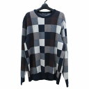 【中古】アクアスキュータム AQUASCUTUM 美品 近年モデル デフォルメクラブチェック ニット セーター クルーネック ウール マルチカラー LL メンズ 【ベクトル 古着】 250706