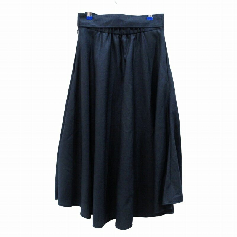 【中古】グリーンレーベルリラクシング ユナイテッドアローズ green label relaxing 美品 CS P/ツイル イレヘムフレアスカート ロング リボン ベルト付 38 約M 紺 ネイビー ■MET1 0718 レディース 【ベクトル 古着】 250718