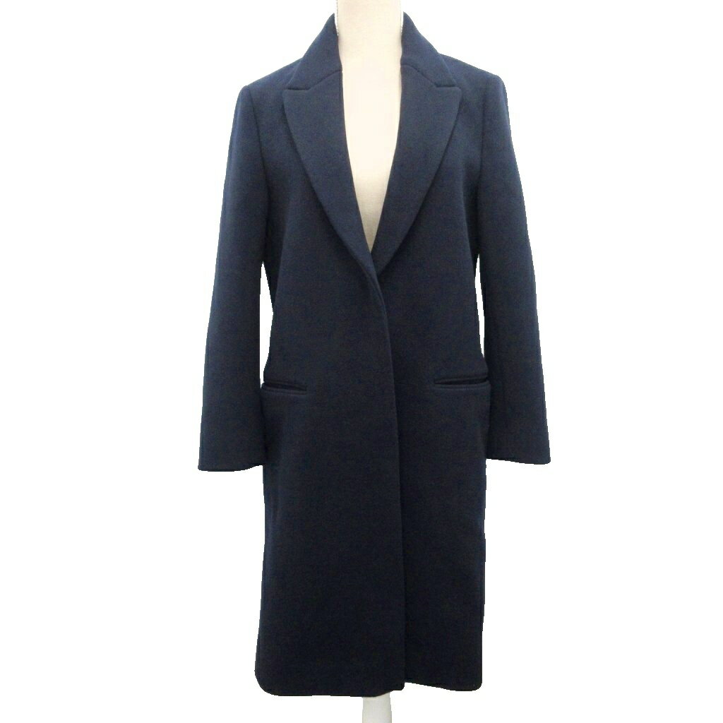 【中古】6 ROKU BEAUTY&YOUTH B&Y ロク ビューティーアンドユース チェスターコート メルトンジャケット ウール ロング 38 約M 紺 ネイビー ■YHS8 1013 レディース 【ベクトル 古着】 251013(4)