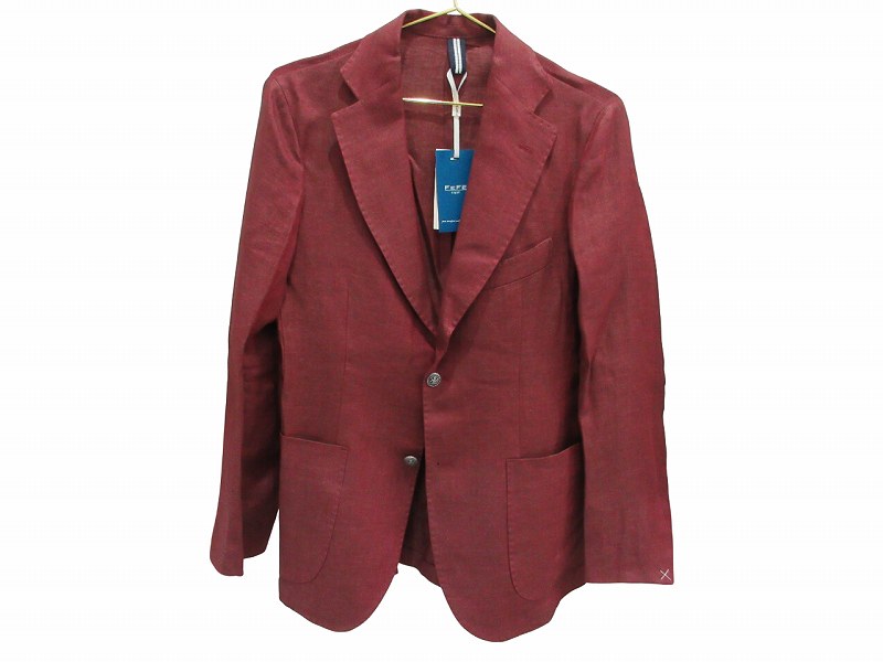 樂天商城 - 【中古】未使用品 フェフェナポリ FEFEnapoli ジャケット 上着 リネン 麻 バーガンディ 46 M メンズ 【ベクトル 古着】 260126