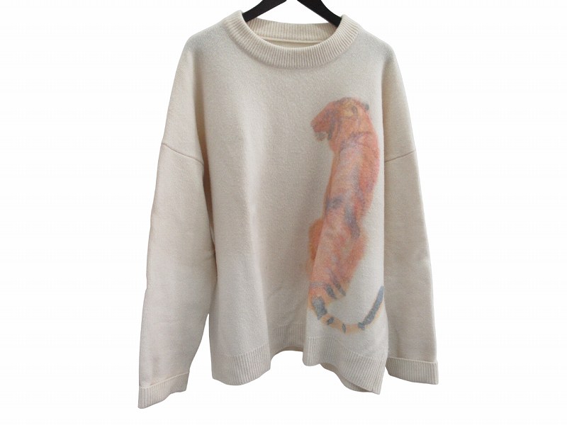 Short Sleeves - 【中古】ジルサンダー JIL SANDER セーター ニット タイガーモチーフ アイボリー XL メンズ 【ベクトル 古着】 260127