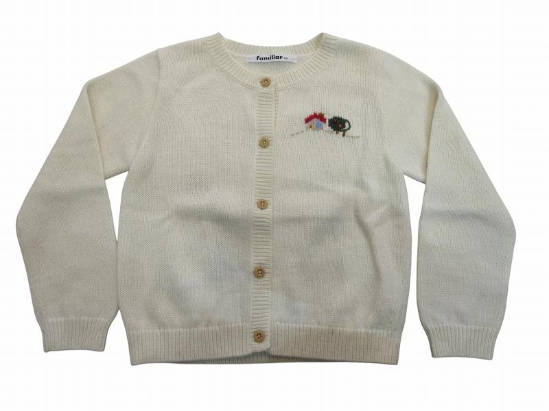 【中古】ファミリア Familiar ベビー服 トップス ニット カーディガン ホワイト 100 キッズ 【ベクトル 古着】 260412