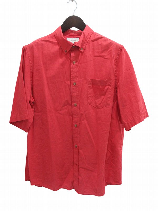 乐天商城 - 【中古】バナナリパブリック BANANA REPUBLIC シャツ 半袖 赤 レッド ボタンダウン 綿 コットン XL メンズ 【ベクトル 古着】 260503
