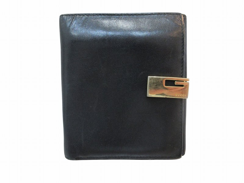 gucci///////////////\\\' - 【中古】グッチ GUCCI 財布 二つ折り Gロゴ レザー ブラック メンズ 【ベクトル 古着】 260620