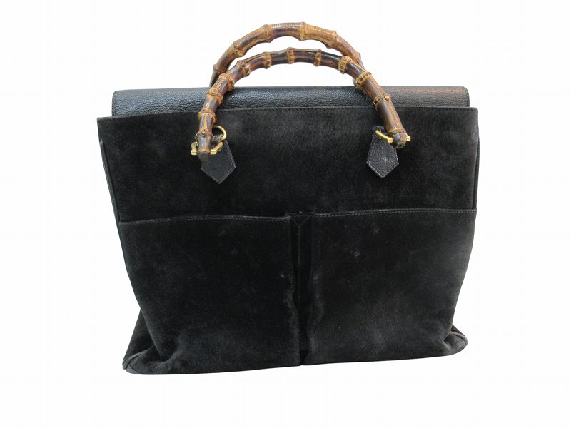 gucci///////////////\\\' - 【中古】グッチ GUCCI ハンドバッグ トートバッグ 皮革 スウェード バンブー ブラック レディース 【ベクトル 古着】 260623