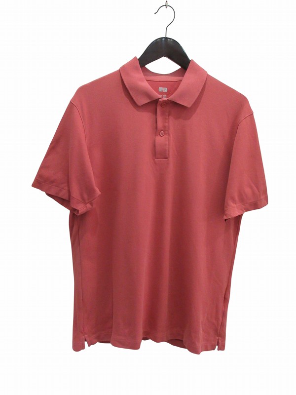 【中古】ユニクロ UNIQLO ポロシャツ 半袖 エアリズムコットン ピンク L メンズ 【ベクトル 古着】 260721