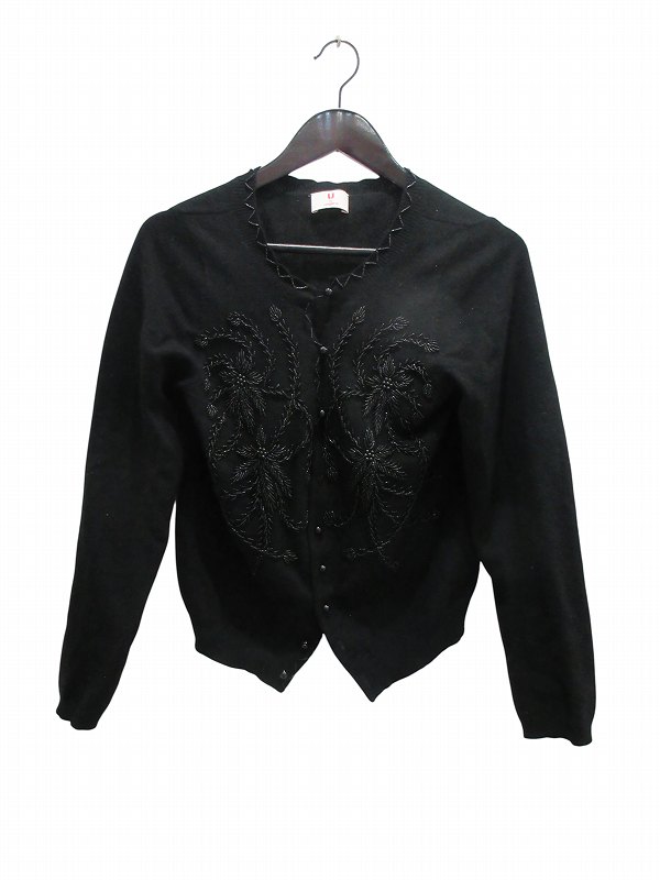 【中古】ユーバイウンガロ U by ungaro カーディガン ビーズ刺繍 アンゴラ ブラック M レディース 【ベクトル 古着】 260904