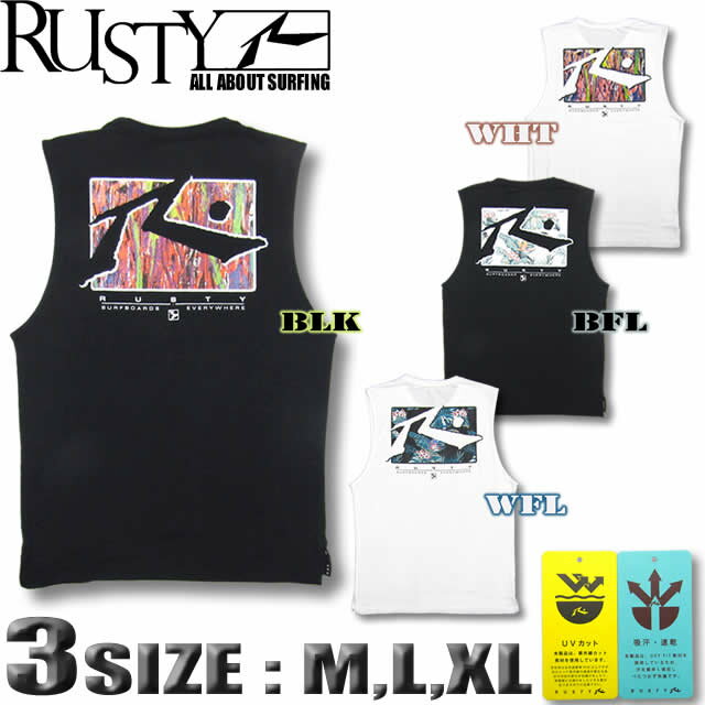 RUSTY ラスティー メンズ 水陸両用 ラッシュガード ノースリーブTシャツスタイル サーフT【あす楽対応】【翌日配達可能なメール便対応】919476