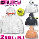 【最短翌日配達】 ラッシュガード レディース 長袖 ジップアップ パーカー RUSTY ラスティー 水陸両用 マイクロメッシュ 水着 UPF50+ サーフブランド ドロップショルダー ワイド ビッグ シルエット 【あす楽対応】920462