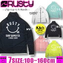 【最短翌日配達】 キッズ ラッシュガード 暑さ対策グッズ ジップアップ ハイネック RUSTY ラスティー バックプリント 長袖 UVカット 接触冷感 UPF5...