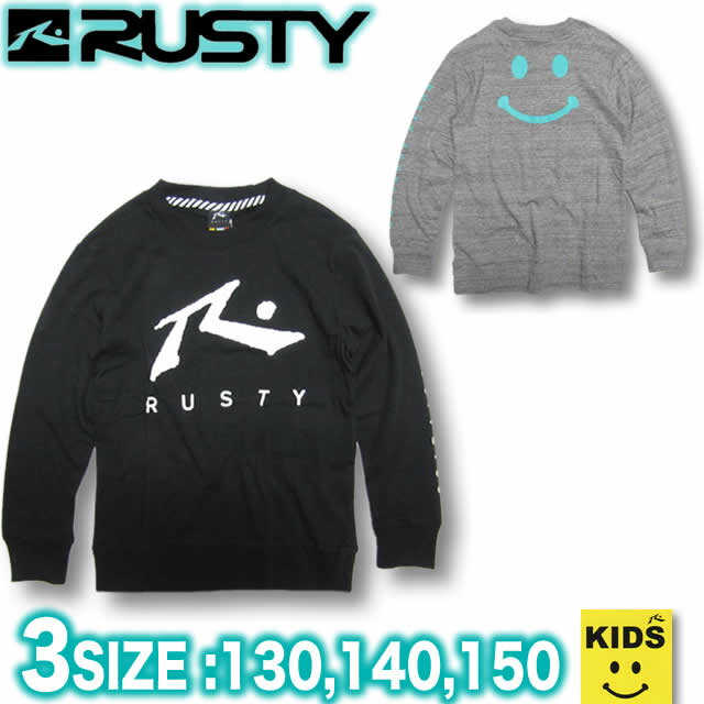 サーフブランド キッズ ロンT RUSTY ラスティー キッズ ロンT 長袖Tシャツ ロングスリーブ ニコちゃん SALE セール サーフブランド【男の子】【女の子】【あす楽対応】130|140|150 976053