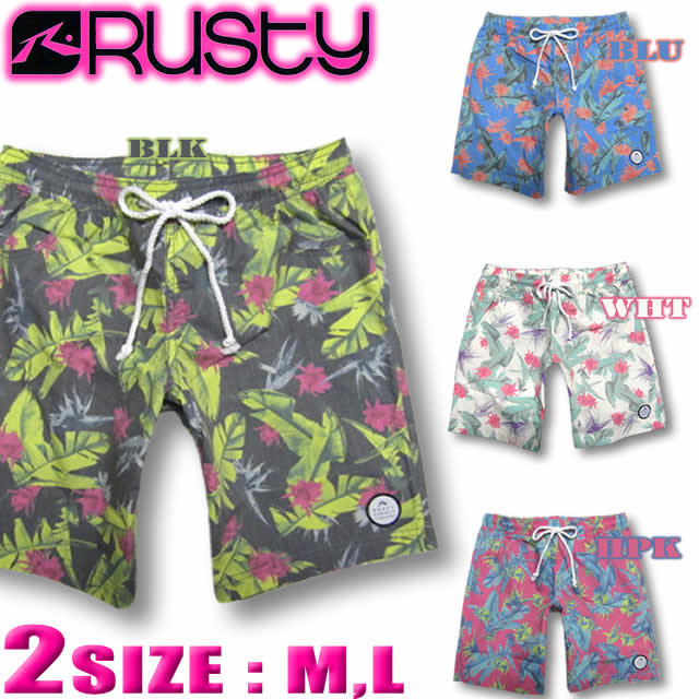 サーフパンツ レディース RUSTY ラスティー ボードショーツ 【水着】 ロング ハーフ丈 イージーウエスト サーフブランド サーフパンツ コットンミックス ショートパンツ 【あす楽対応】 交換対…