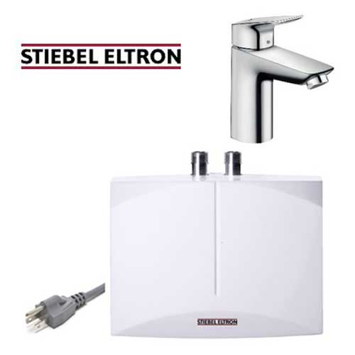 日本スティーベル EIL1.4PREMIUM(JP) 瞬間式電気温水器 + 205135 洗面混合水栓 ロギス コンパクト設計 省エネ 専用エアレーター 待機電力不要