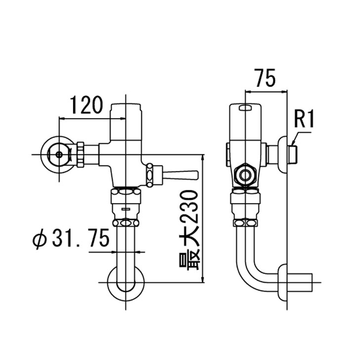 受注生産品 リクシル イナックス フラッシュバルブ CF-T610K-C 手動 定流量弁付き 一般用 節水形 中水 壁給排水形 LIXIL INAX