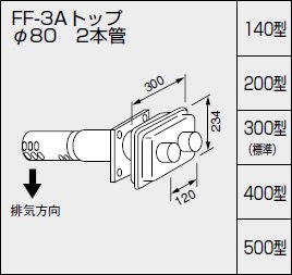 ノーリツ 給排気トップ FF-3Aトップ φ80 200型 二本管 壁厚140〜200ミリ 0702904 NORITZ