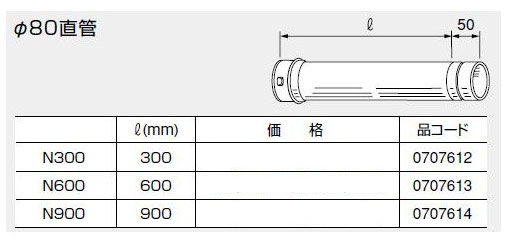 ノーリツ 排気延長部材 φ80直管 N300 ...の紹介画像2