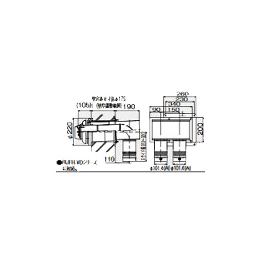 リンナイ KP部材 Φ100 2本管直出給排気筒トップ FFTL-10-200 21-3889 FFTL10200 213889 Rinnai