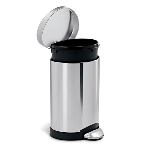 【正規品 1年保証付き】simplehuman/シンプルヒューマン セミラウンドステップダストボックス 6L シルバーステンレス CW1834 ふた付き ゴミ箱 送料無料 [2]