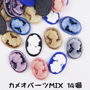 【新商品】【14個】カメオ風パーツ アソートMIX、14個 カメオのデコパーツ デコパーツ アクセサリーパーツ ハンドメイド スマホデコ ヘアゴム アクセサリー...
