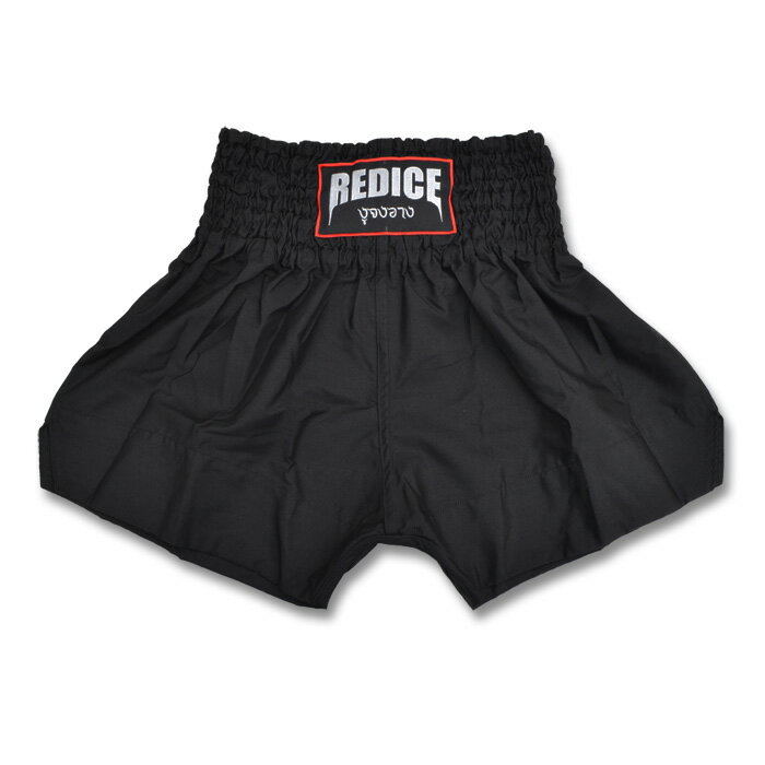 セール【送料無料】ムエタイパンツ REDICE コットン生地　黒 SS/S/M/L/XLサイズ　ファイトウェア キックボクシング ムエタイトランクス 綿生地 トレーニング 練習着