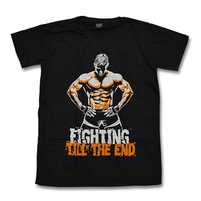 【在庫処分セール】FIGHTING TILL THE END Tシャツ 最後まで戦う 黒 M/L/XLサイズ MMA 総合格闘技 メンズ ブラック ファイター