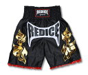 【在庫処分セール】限定 ボクシングトランクス REDICE 黒 ゴールドTATTOO S/M/L/XL ムエタイパンツ キックボクシング ボクシングパンツ ロングタイプ 子供用 大人用 ブラック