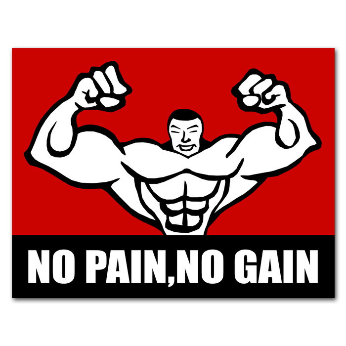 NO PAIN NO GAIN ステッカー マッチョマン 送料無料 シール 筋トレ 防水加工 教訓 日本製 トレーニング 筋肉 かっこいい スポーツ おしゃれ 格闘技 ボディビル