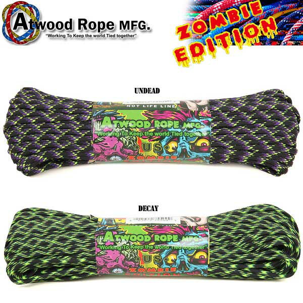 ATWOOD ROPE MFG. アトウッド・ロープ 7Strand 550 パラコード 100FT ZOMBIE EDITION 9色 靴ひも テント タープ ロープ 【クーポン対象外】 ギフト プレゼント WIP メンズ ミリタリー アウトドア 父の日