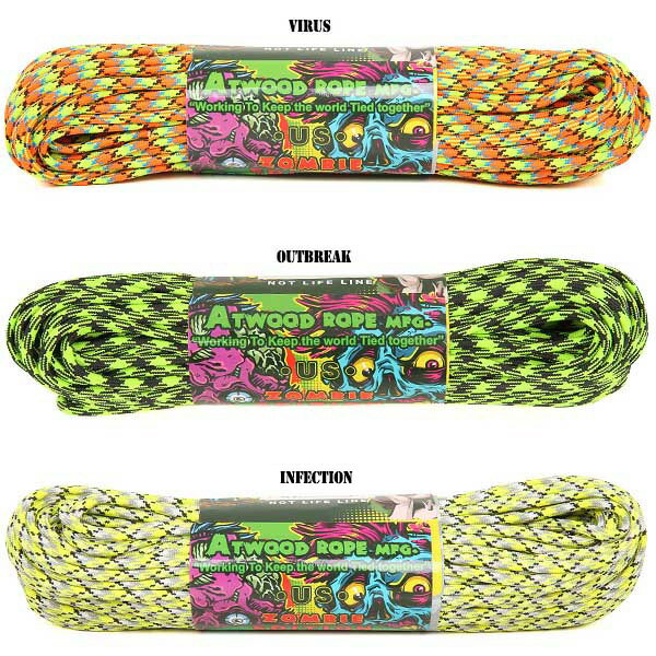 ATWOOD ROPE MFG. アトウッド・ロープ 7Strand 550 パラコード 100FT ZOMBIE EDITION 9色 靴ひも テント タープ ロープ 【クーポン対象外】 ギフト プレゼント WIP メンズ ミリタリー アウトドア 父の日