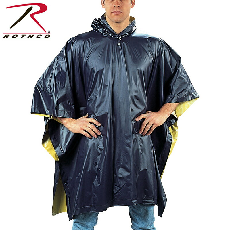 クーポンで最大15%OFF★ROTHCO ロスコ リバーシブル PVC ポンチョ Navy Blue/Yellow【3644】レインウェア レインコート 梅雨 防水 ミリタリー レインウェア レインポンチョ 防水 スポーツ アウ…