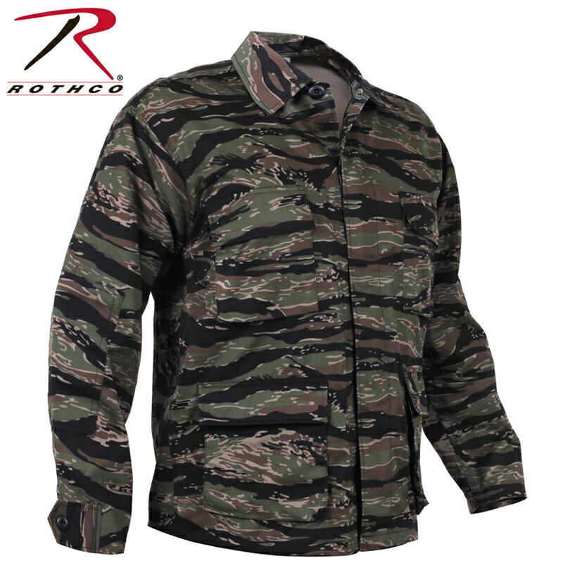 クーポンで最大18%OFF★ROTHCO ロスコ CAMO BDU シャツジャケット 7990 Tiger Stripe Camo ミリタリー トップス タクティカル サバイバルゲーム アウトドア タイガーストライプカモ 迷彩 カモフラ カモ柄 ROTHCO メンズ ミリタリー アウトドア スポーツ送料無料 父の日