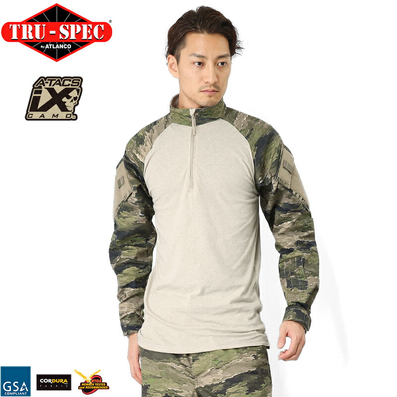 楽天ミリタリーショップWAIPER【あす楽】★TRU-SPEC トゥルースペック 1/4 ZIP COMBAT シャツ A-TACS iX [2503]【クーポン対象外】メンズ ミリタリー アウトドア ミリタリーシャツ【T】WAIPER 送料無料 春 プレゼント ギフト 父の日