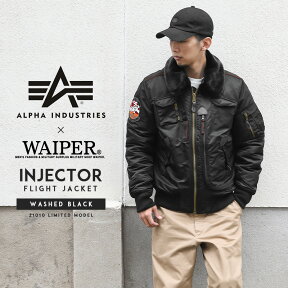 ALPHA USA アルファ 日本未発売 WAIPER別注 50th ANNIVERSARY INJECTOR フライトジャケット【T】【クーポン対象外】｜ミリタリージャケット ボマージャケット B-15 アウター メンズ カジュアル ボア ブラック ブランド おしゃれ 秋 冬 プレゼント ギフト